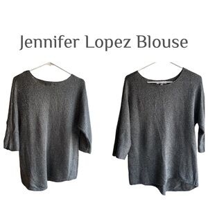 Jennifer Lopez top knitted  blouse size M color grey